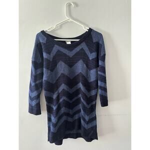 Charlotte Russe Sweater Women's Small Blue Chevron Knit Tunic Y2K Academia